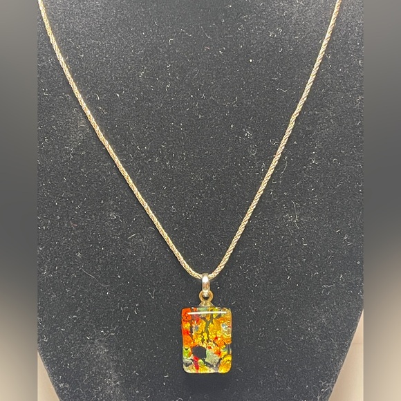 Murano Glass Pendant Necklace 925 Italy Sterling silver chain signed vintage - Picture 9 of 15